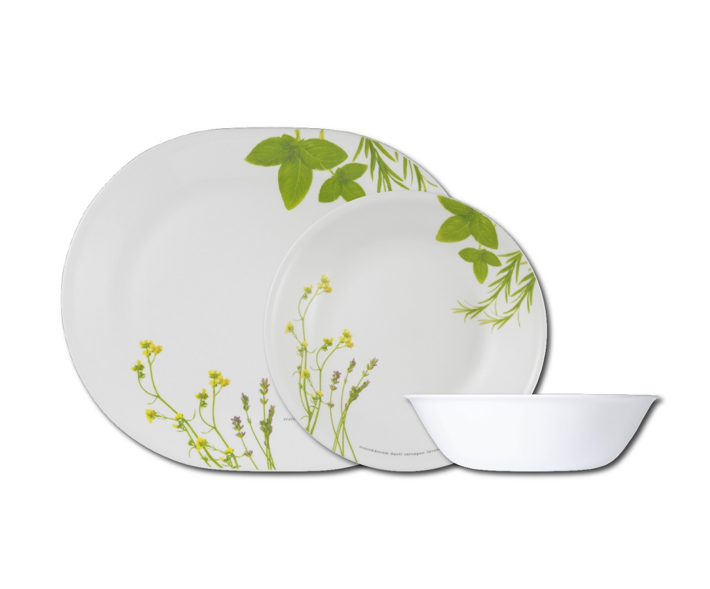 European Herbs Tableware Set 3pcs